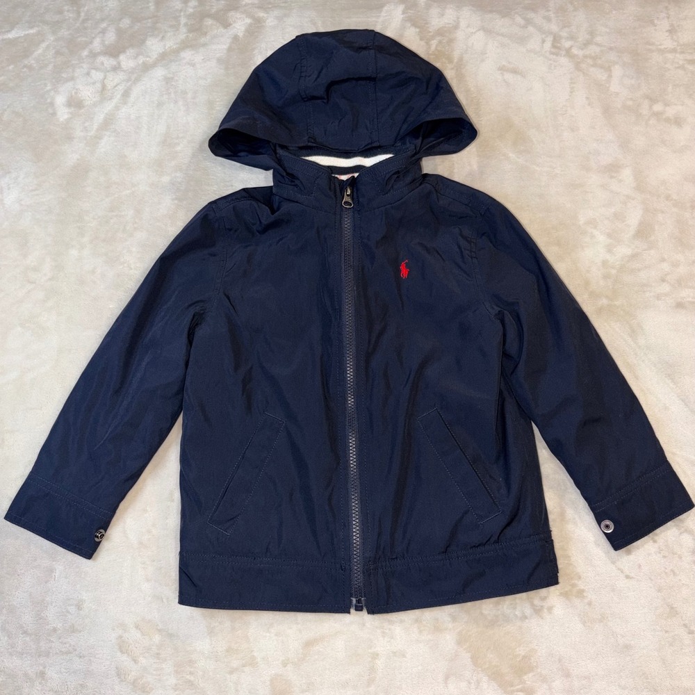 Polo Ralph Lauren Kids Navy Blue Hooded Windbreaker Jacket Size 4 4T Pony Logo